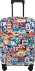 Explore Land Travel Luggage Cover Suitcase Protector Fits 31-32 Inch Case (Landmark Sticker, XL)