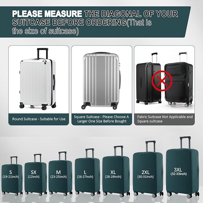 Travel Luggage Cover Suitcase Protector Scratch-Resistant Fit 19-31 Inch Suitcase, Not Included Suitcase (Avocado Green, L(26-27 inch))