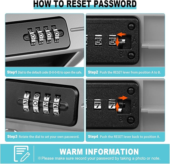 HUANLANG Portable Safe Lock Box with Combination Lock Mini Beach Travel Safe Waterproof Small Lockable Box with Removable Wire Rope Combination Safe Box for Dorm,Travel,Beach,Hotel,Car,Home,Office