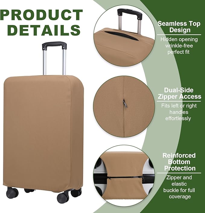 PATIKIL Luggage Cover, Suitcases Covers Elastic Carry on Cover Protector Washable Scratch-Resistant Fits 22-23 Inch Luggage for Travel Business Trips, Khaki