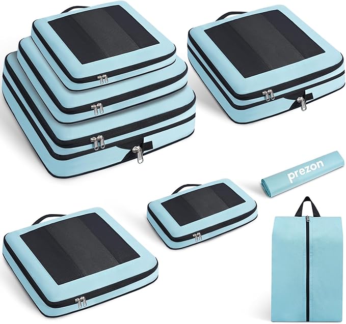 8 Set/6 Set/4 Set Compression Packing Cubes for Travel, Lightweight Vacation Travel Essentials, Travel Accessories for Suitcase Organizer Bags Set, Durable Luggage Organizer