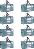 VENO 8 Pack Moving Bags, Comforter and Blanket Storage Bags for Closet, Moving Boxes, Boxes with Lids Alternative, College Dorm Packing Supplies, Foldable Heavy-Duty Tote (Shiny Light Blue, 8 Pack)
