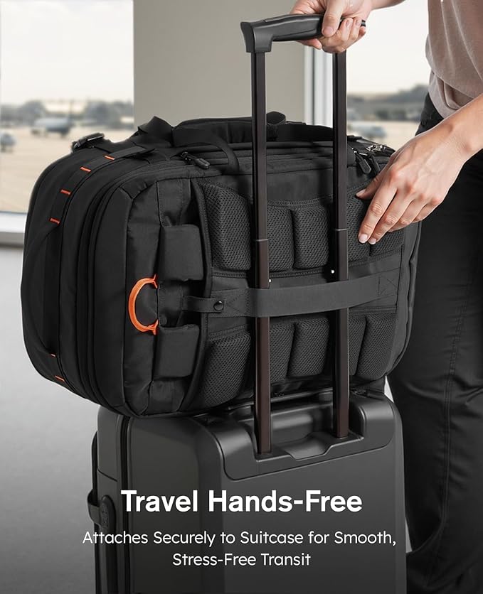 Tolaccea Travel Backpack with Garment Bag, Suit Carry On Backpack, TSA Flight Approved for Travel & Business Trips with Dual Laptop Storage for 17.3" and 12.9" & Extra Toiletry Bag, 45-55L Expandable