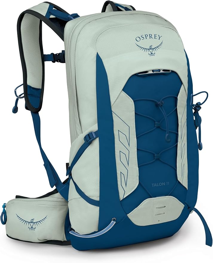 Osprey Talon 11L Men's Lightweight Hiking Backpack with Hipbelt, Frosty Mint Green/Night Shift