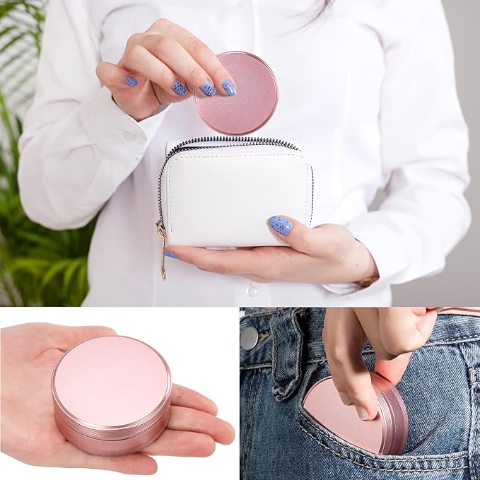 Metal Travel Pill Box 3 Compartment - Small Waterproof Pill Container Portable Daily Pill Case Pink Pocket Purse Medicine Organizer Holder for Medication Vitamins Fish Oils