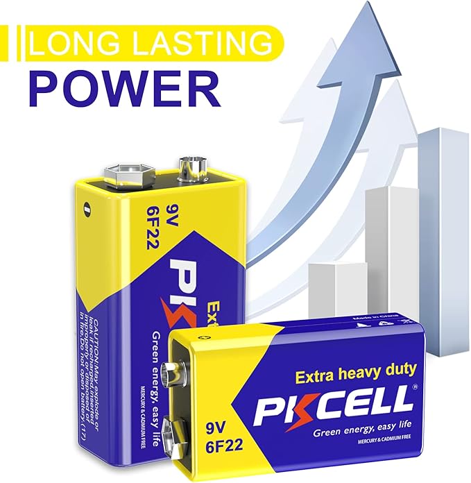 9V 6F22 Batteries High-Power Batteries Long Battery Life 9 Volt Carbon Batteries 3 Years Shelf Life, Leak-Proof 9V Batteries Suitable for Smoke Detectors and Other Electronic Products (24-Counts)