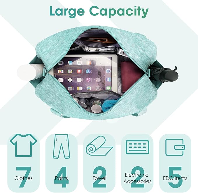 Narwey 18" Carry on Bag Underseat for Airplane with Wet Pocket Spirit Airlines Personal Item Bag Travel Duffel Bag Small Gym Bag Weekender Overnight for Women and Men (Mint Green)
