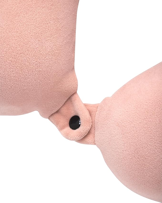 Brookstone Travel Neck Pillow - Lightweight Fleece Casing U-Shaped Stuffable Memory Foam Travel Pillow for Sleeping and Neck Support, Soft Pink