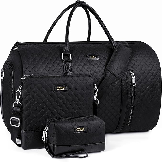 Convertible Garment Duffel Bag for Travel - Carry On Garment Bags With Toiletry Bag Large Weekender Bag for Men Women 2 in 1 Hanging Suitcase Suit Travel Duffel Overnight Bags 4pcs Set