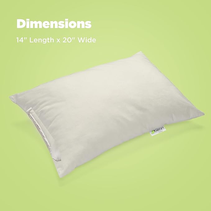 Bean Products 14" x 20" Japanese Bed Pillow for Sleeping – Organic Millet Fill with Organic Cotton Fabric, Soft Head Pillow – Eco-Friendly, Breathable, and Durable Sleep Aid, Made in The USA