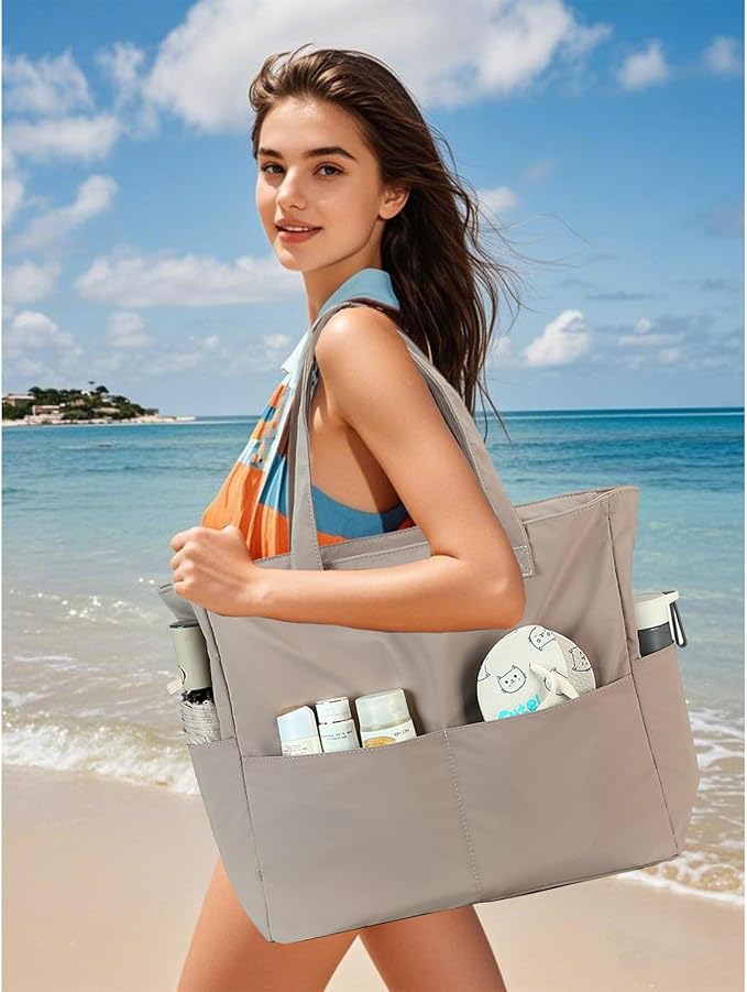 Waterproof Beach Tote Pool Bags for Women Ladies Extra Large Gym Tote Carry On Bag With Wet Compartment for Weekender Travel