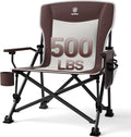 EVER ADVANCED Oversized Folding Camping Chair, for Adults Heavy Duty Lawn Chair with Side Pockets, Portable Collapsible Quad Chair for Outside, Support Up to 500lbs, Red