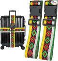 Geometric Arts Luggage Straps for Suitcases, Adjustable Luggage Travel Belt to Keep Luggage Security While Travel, Strong Polyester Fabric, Easy-to-Recognize Funny Pattern Travel Accessories, 2 Pack