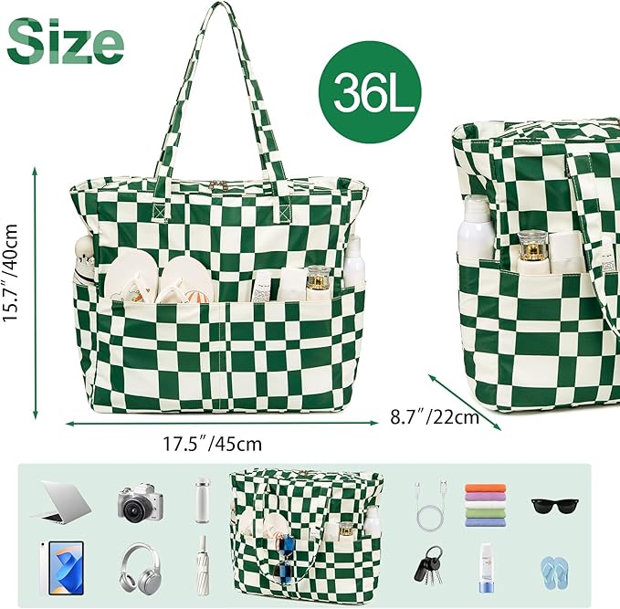 Waterproof Beach Tote Pool Bags for Women Ladies Extra Large Gym Tote Carry On Bag With Wet Compartment for Weekender Travel