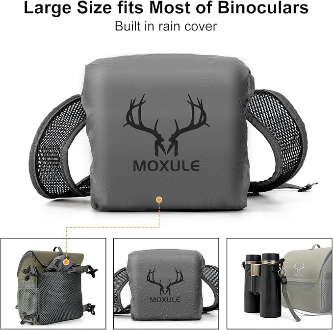 Binocular Harness Chest Pack: Bino Case with Magnetic Lid and Rain Cover for Hunting(Green)