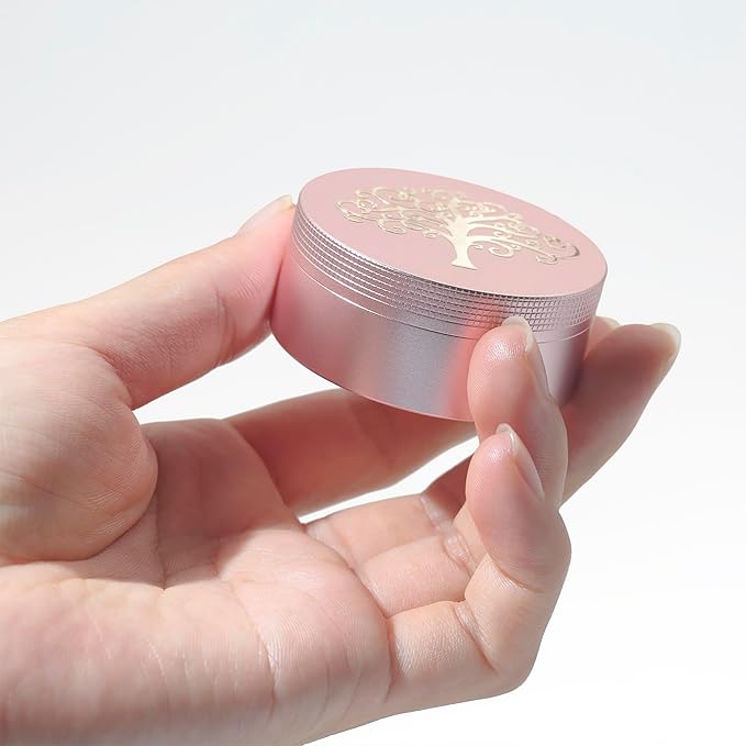 Small Pill Case 3 Compartments, Metal Round Portable Pill Box, Waterproof Travel Pill Organizer, Pocket Purse Medicine Vitamin Holder EDC Container (Rose Gold with Life Tree)