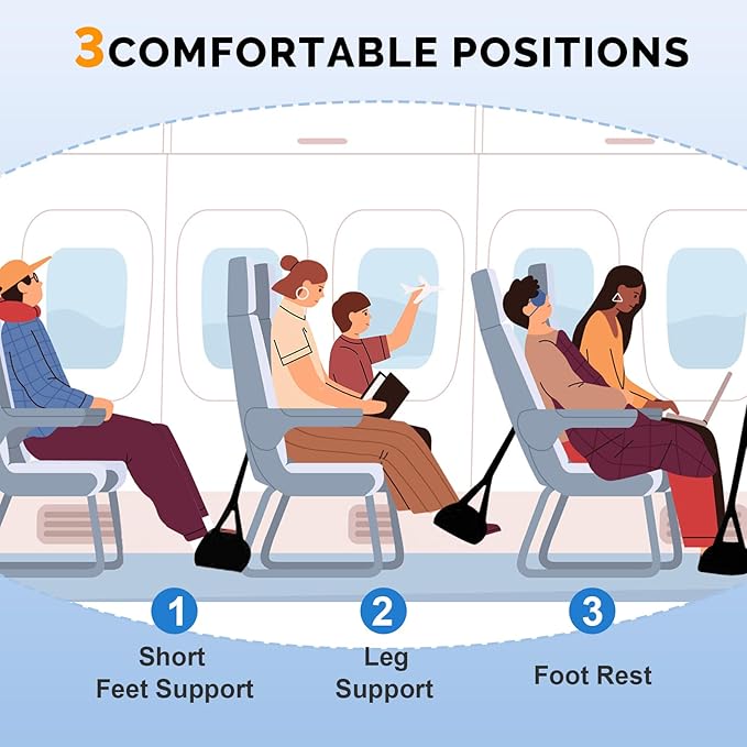 Airplane Foot Hammock,Adjustable Portable Foot Hammock for Plane Travel for Air Travel,Travel Essentials Comfy Foot Hanger Airplane Footrest(1 Set)
