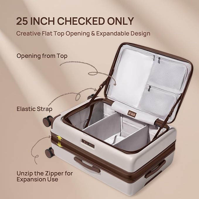 NINETYGO Carry On Luggage 22x14x9 Airline Approved, 20 Inch Suitcase with Front Compartment & Cup Holder, Coffee-Infused PC Hard Shell, Eco-Friendly, TSA Lock, 360° Spinner Wheels (Americaco)