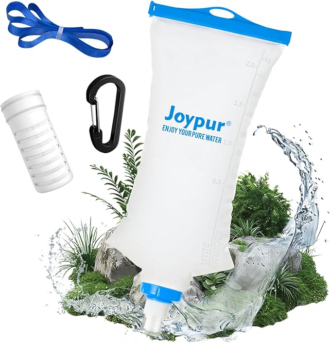 Water Filter Bottle Survival - 650/1000/2000ml Collapsible Water Bottle with NSF/FDA Certification with Filter Squeeze Water Filter Bottle Portable Water Filter Hiking Backpacking Camping