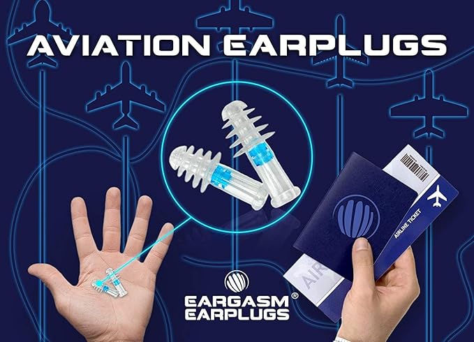 Eargasm Aviation Earplugs Small - Airplane Ear-Plugs for Ear Pressure Relief on Flights - Perfect High Altitude Air Travel Essential Earplugs for Kids and Men, Women, Adults with Small Ear Canals