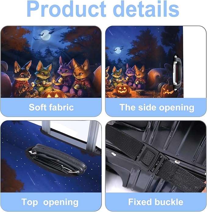 Halloween Luggage Cover Washable Suitcase Protector Anti-Scratch,Stretchable Fit for 20-34Inch Luggage Durable Travel Bag Cover with Zipper Closure (XL(32-34inch suitcase))
