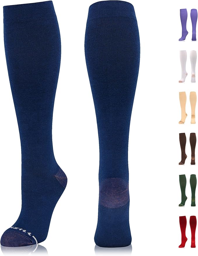NEWZILL Copper Compression Socks for Women & Men 15-20mmHg Cotton Rich Odor Control Dress Socks for Business Casual Running Medical Athletic Support, Edema Diabetic Relief