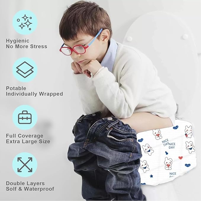 Disposable toilet seat cover,30 pieces of oversized waterproof toilet seat paper, suitable for children and adults, potty training, travel, public toilets, aircraft