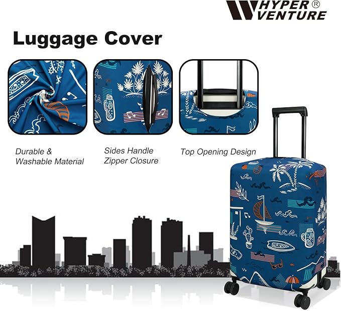HYPER VENTURE Washable Luggage Cover - Fashion Suitcase Protector Fits 23-26 Inch Luggage (Hawaii Beach, M)