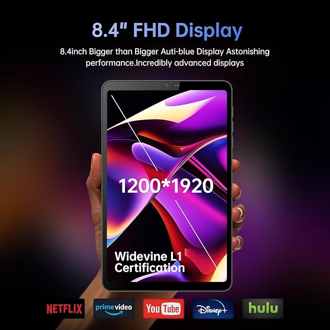 Android Tablet, 8.4 inch Android 14 Snapdragon 685 Processor, 12GB RAM 128GB ROM 1200*1920 IPS HD Touchscreen, 2.4G+5G Wi-Fi 6050mAh Battery Powerful Performance Tablet, 5MP+32MP Dual Cameras