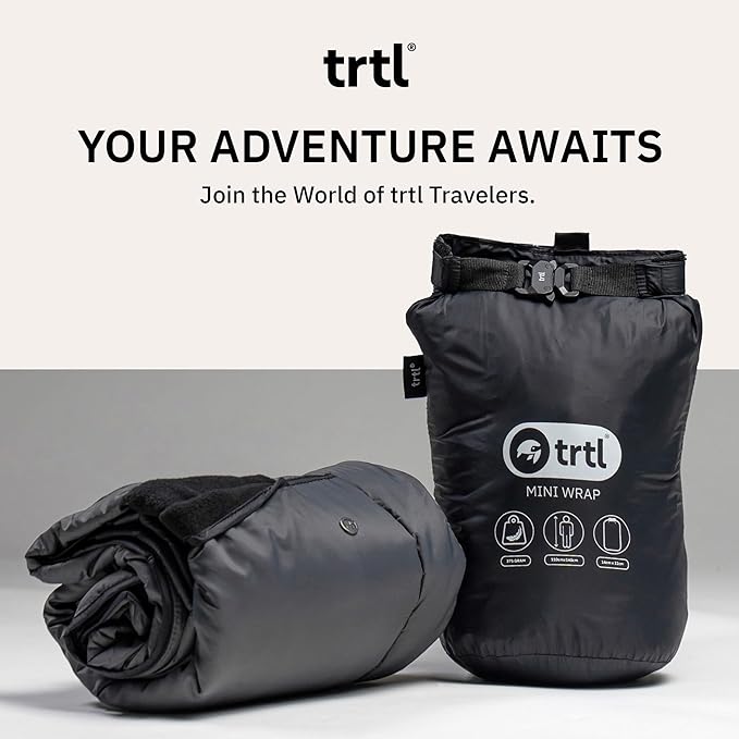 trtl Mini Wrap Compact Travel Blanket - Quilted Insulation - Convenient, Packable Blanket - Comes with Roll-Top Bag - Features a Secure Pocket