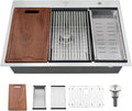 33x22 Drop In Kitchen Sink Workstation-Bokaiya Stainless Steel Kitchen Sink 33x22 Top Mount Drop In Workstation 16 Gauge 10" Handmade Deep Single Bowl Kitchen Sinks with Cutting Board
