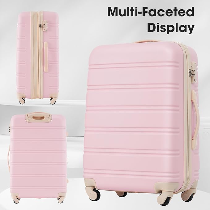 Merax Luggage sets of 2 Piece 20 28 IN Carry on Luggage Hard Case White Pink Luggage Expandable Checked Luggage Suitcase Set with Wheels