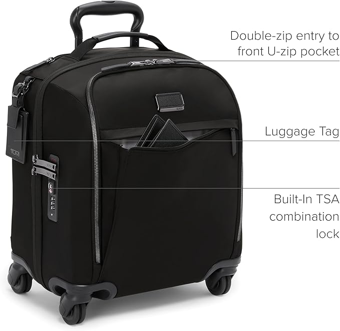 TUMI - Voyageur Leger 4 Wheeled Luggage - Women's Lightweight and Spacious, Sleek Silhouette, Durable Premium Suitcase - 16" Compact Carry-On, Black with Gunmetal Hardware