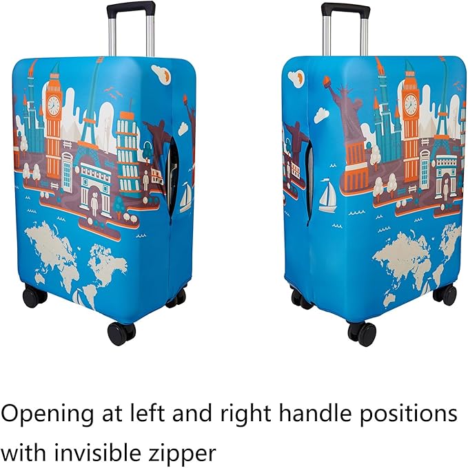 WUJIAONIAO Travel Luggage Cover Baggage Suitcase Cover Protector Skins 18-32 Inch (Eiffel Tower, S (for 18-20 inch luggage))