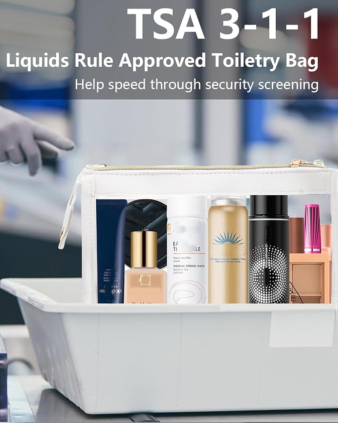 Small Clear Makeup Bag, Waterproof Clear Travel Toiletry Bag Case Cosmetic Bag with Zipper Small Makeup Pouch Travel Bags for Toiletries Travel Essentials Car Organizer