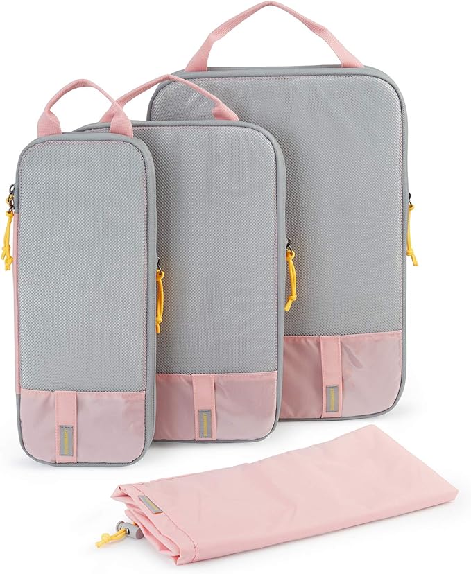 BAGSMART 6 Set Compression Packing Cubes - Lightweight Travel Essentials, Durable Luggage Organizer