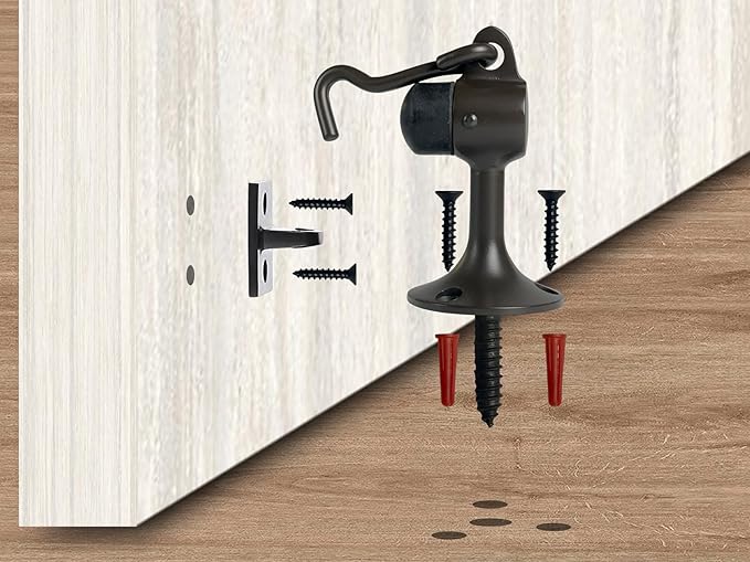 QCAA Door Stop, Solid Brass, Height 3-15/16", Matte Black, 1 Pack, Made in Taiwan