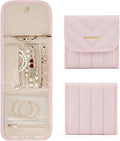 BAGSMART Travel Jewelry Organizer Case, Foldable Jewelry Roll for Necklaces, Earrings, Journey-Rings, Bracelets, Brooches, Portable, Pink