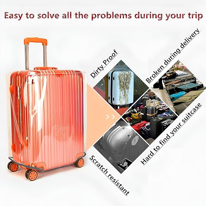 Luggage Cover 28 Inch TSA Approved,Full Clear 3mm Thickness Suitcase Cover for Luggage Suitable 28-29 Inch Suitable for Long Travel Accessories