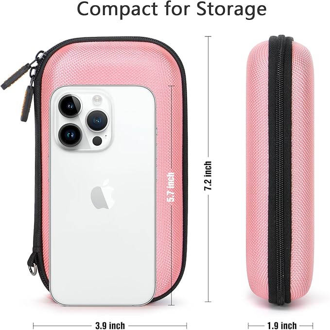 GLCON Electronic Organizer Travel Case - Shockproof Carrying Case Hard Protective Tech Pouch for Power Bank, Earbuds, Hard Drive, Smartphone, Cable, Charger, Adapter - Small Zipper Storage Bag - Pink