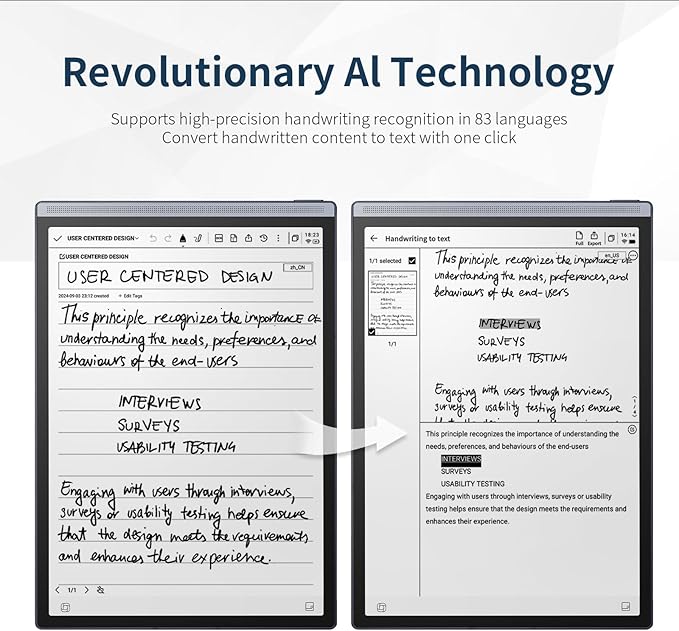 AINOTE Air 2, 8.2-inch AI Note-Taking Tablet E Ink Tablet with 24 Level Adjustable Light,Electronic Notebook with Pen,Voice-to-Text Transcription, Multi-Languages Chatgpt Support, for Meetings,Study.