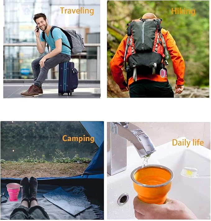 Collapsible Cup - Silicone FoldableCup-Expandable Folding Drinking Cups -Reusable Portable Mugs-Cup For Travel, Camping, Hiking, Survival, Car, Picnic, Beach, Holiday Vacation, Outdoor Sports Blue