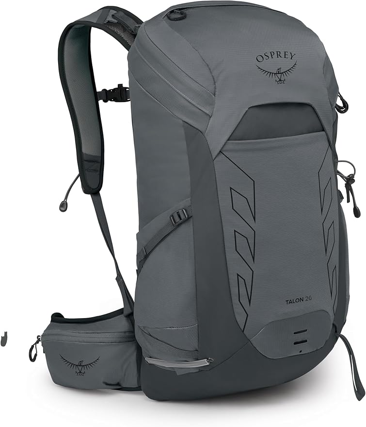 Osprey Talon 26L Men's Lightweight Hiking Backpack with Hipbelt, Phantom Grey/Dark Charcoal