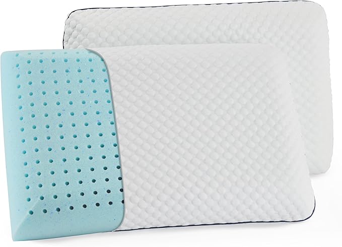 WEEKENDER Gel Memory Foam Pillow - Queen Size - 2-Pack - Medium Plush Feel - Neck & Shoulder Support - For Back, Side, & Stomach Sleepers - Home, Hotel, & Hospital Essentials