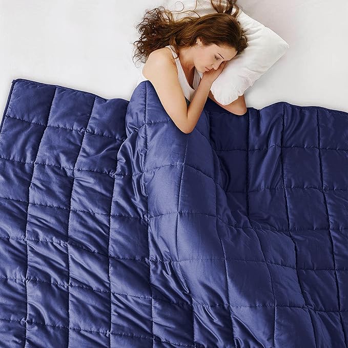 L'AGRATY Weighted Blanket - 80"x87" 20lbs Cooling Breathable Heavy Blanket Microfiber Material with Glass Beads for Adult All-Season Summer Fall Winter Soft Thick Comfort