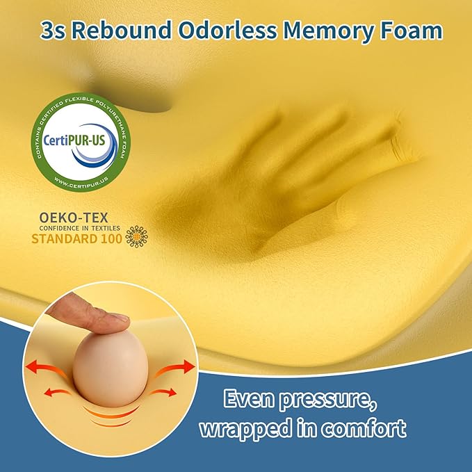 Cervical Neck Pillow for Pain Relief - Ergonomic Memory Foam Contour Pillows for Side, Back & Stomach Sleepers, Cervical Pillow for Neck Support Sleeping with Breathable Cover