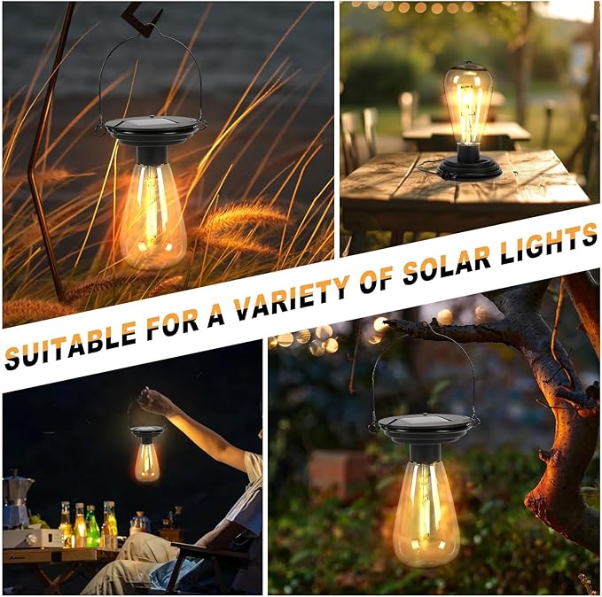 Replacement Solar Light Tops-Solar Light Bulbs for Outside-Solar Lanterns Outdoor Waterproof 2 Pack,One Thing, Three Uses, Multifunctional Size Conversion Or Personalized Hanging