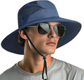 NPQQUAN Ponytail Sun Bucket Hats for Women Men Wide Brim UPF 50+ Fishing & Beach Hats