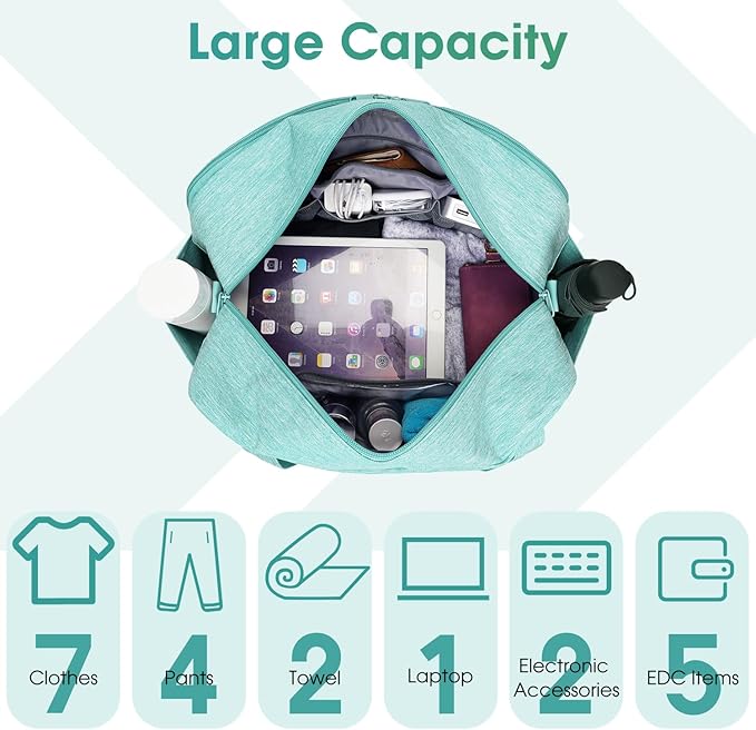 Narwey 18" Carry on Bag with Laptop Compartment 14 Inch Travel Duffel Bag for Spirit Airlines Personal Item Bag Overnight Weekender Bag with Wet Pocket for Women and Men (Mint Green)