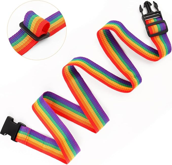 4Pack Add Bag Luggage Straps to Connect Two Suitcases, Adjustable Luggage Belt Connector for Carry On, Travel Attachment Accessories for Connect Your 3 Luggages, Multicolor